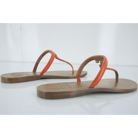Tory Burch Strap Logo Thong Flip Flop Beach Slide Sandal Size 5 New $175 Orange - Picture 6 of 8